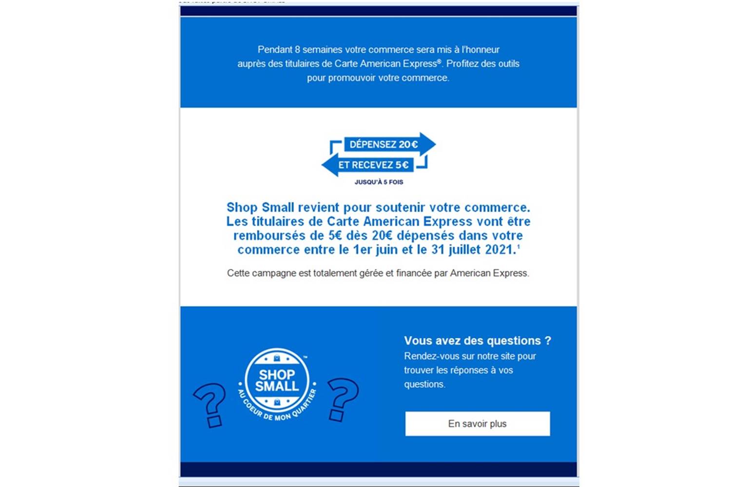 Amex Shop Small - mai et juin 2021