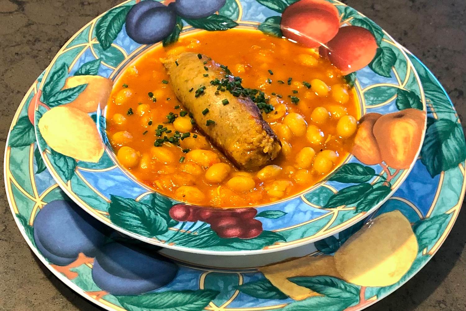 saucisse de canard sur lit de cocos paimpolais