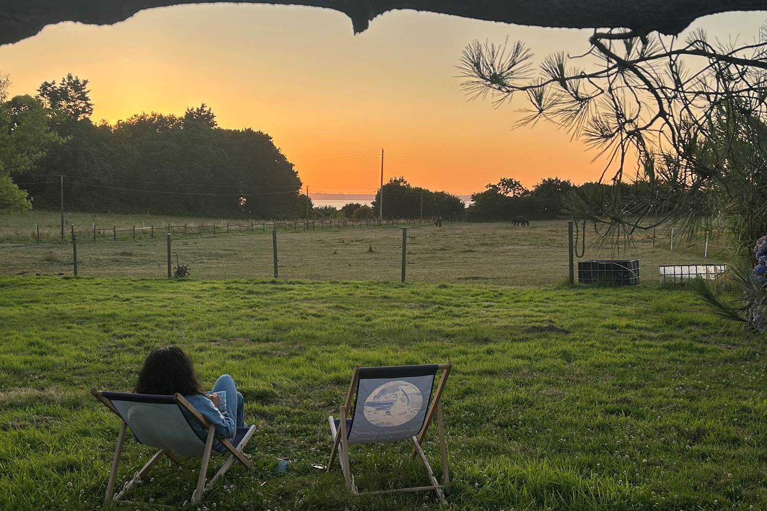 La vue depuis le jardin un soir d'été