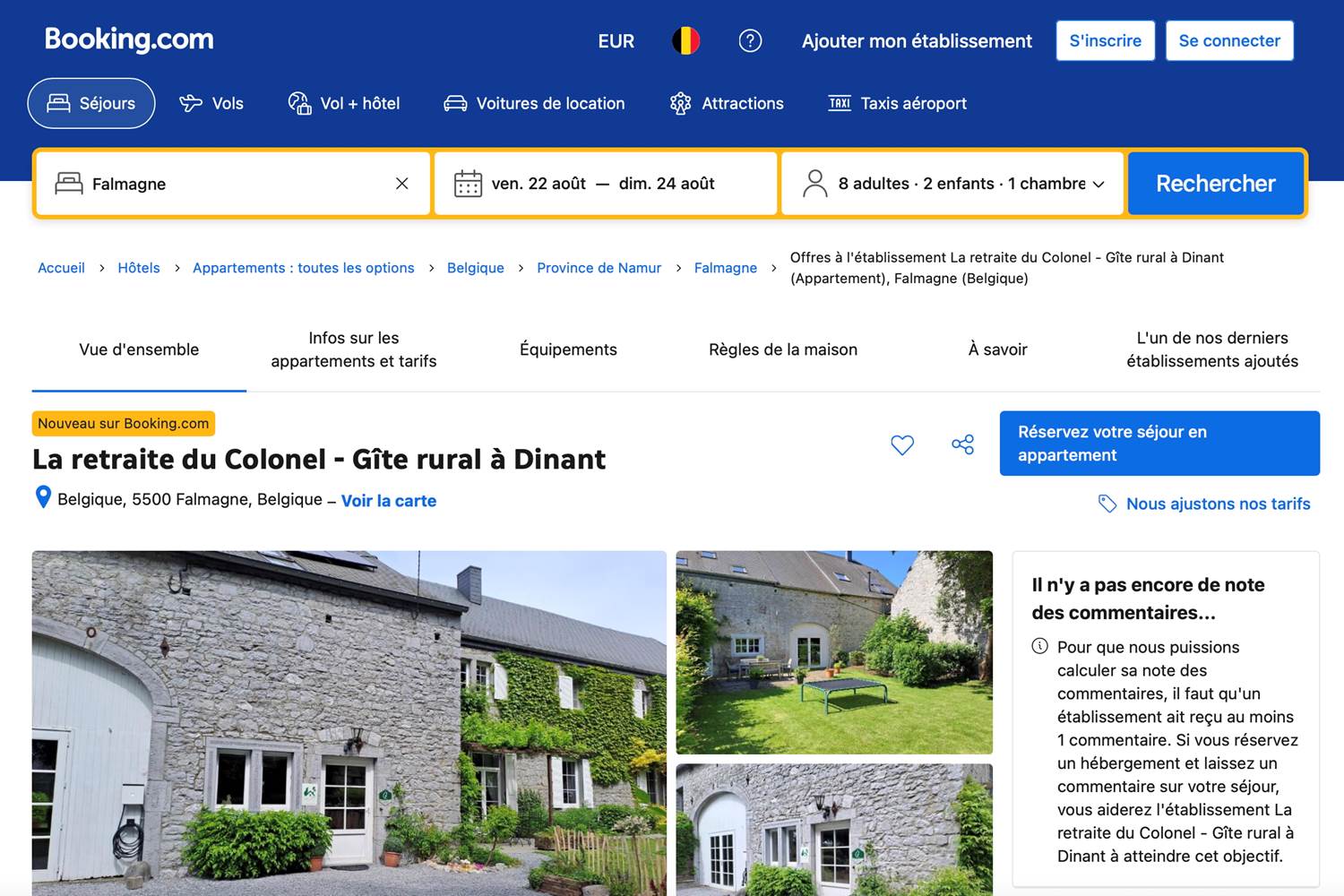 Réserver le gîte sur Booking.com