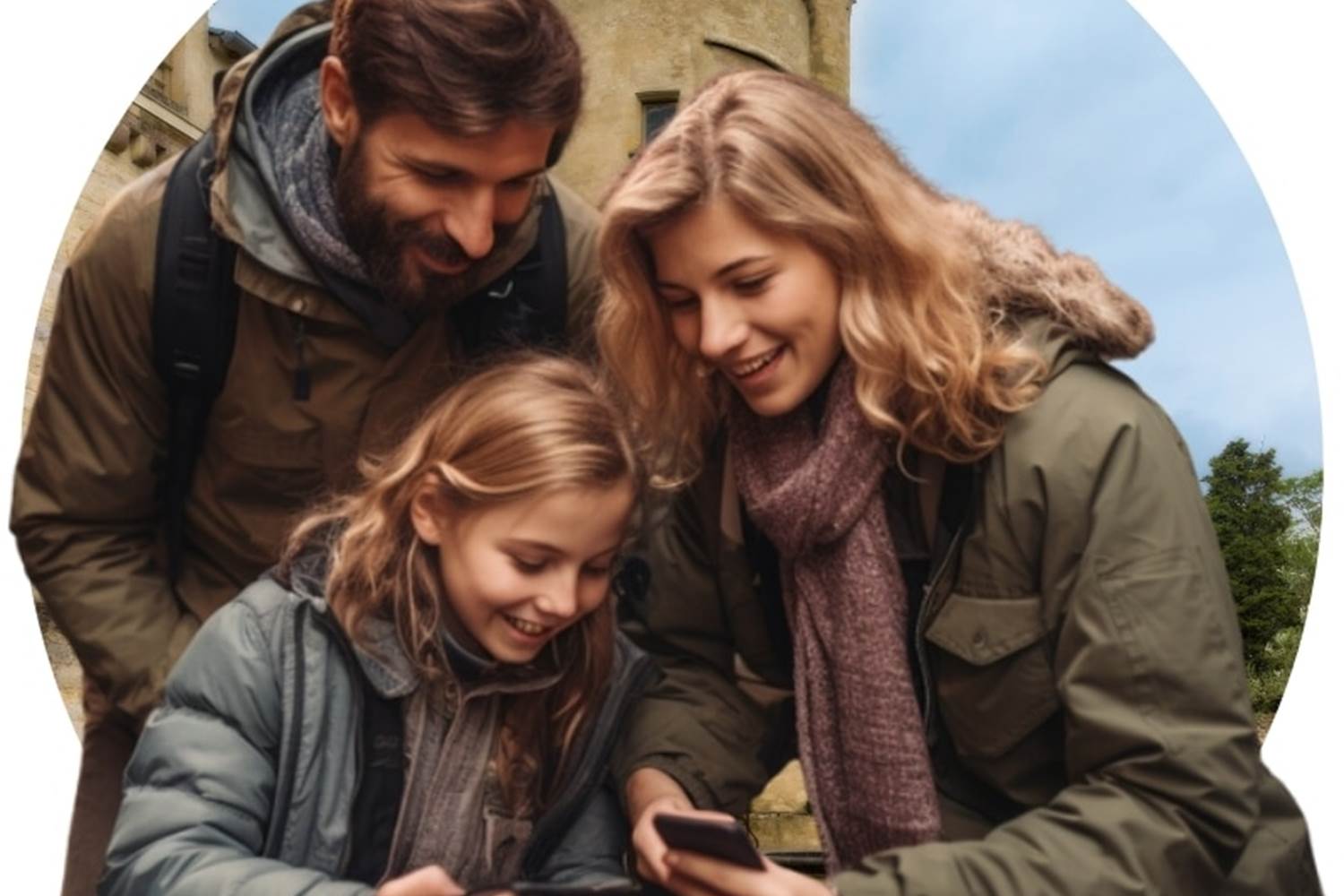 famille jouant avec l'application geogaming