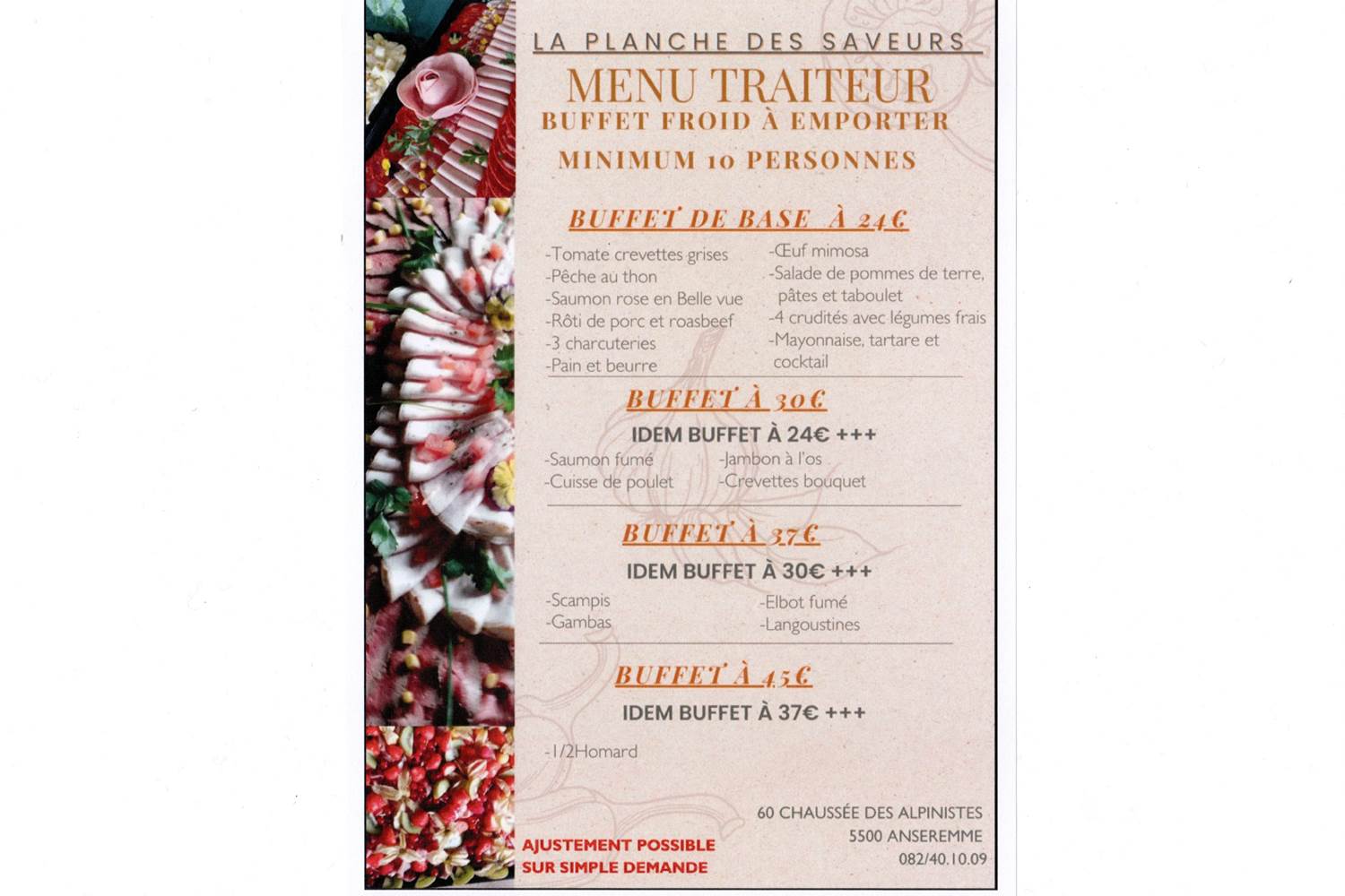 Menu traiteur de La planche des saveurs