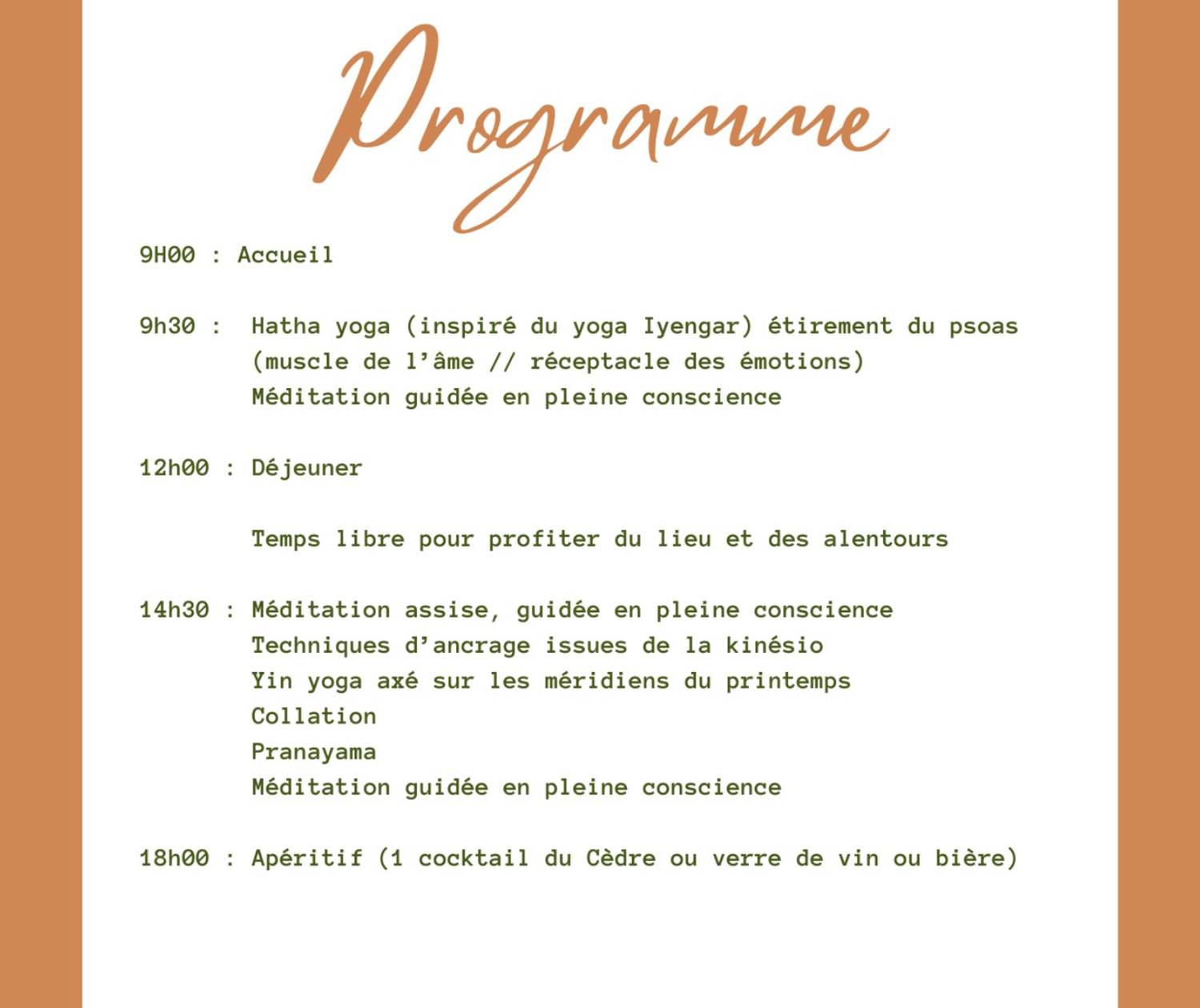 Programme du 30 mars