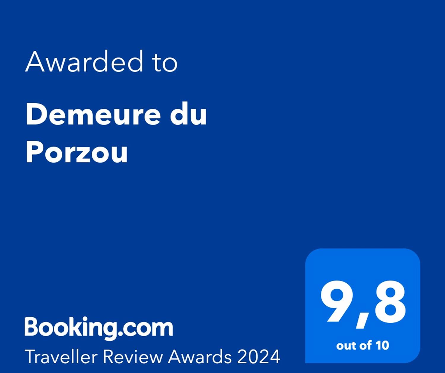 award Booking Demeure du Porzou