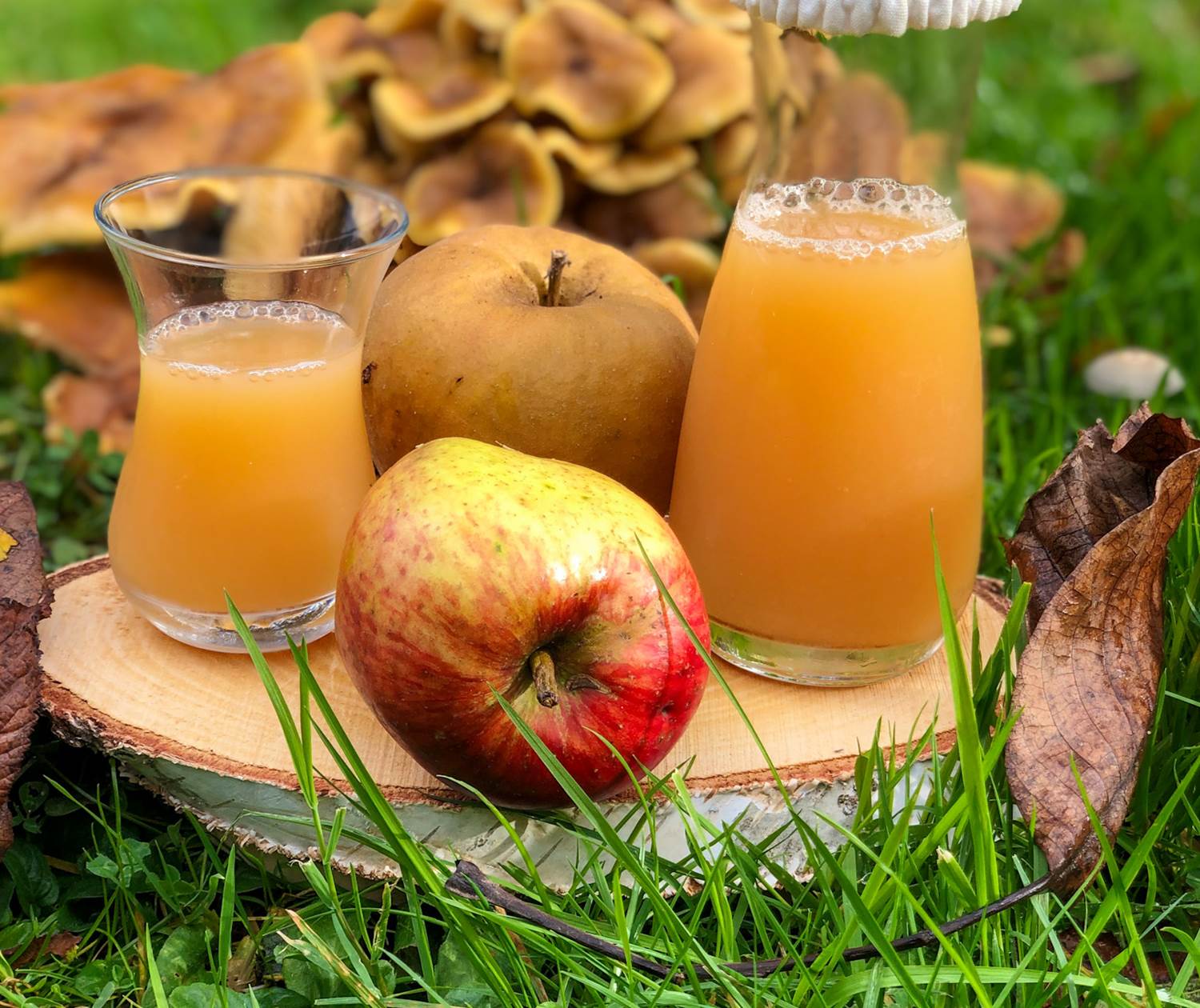 délicieux jus de pommes  réalisé à partir des fruits du verger