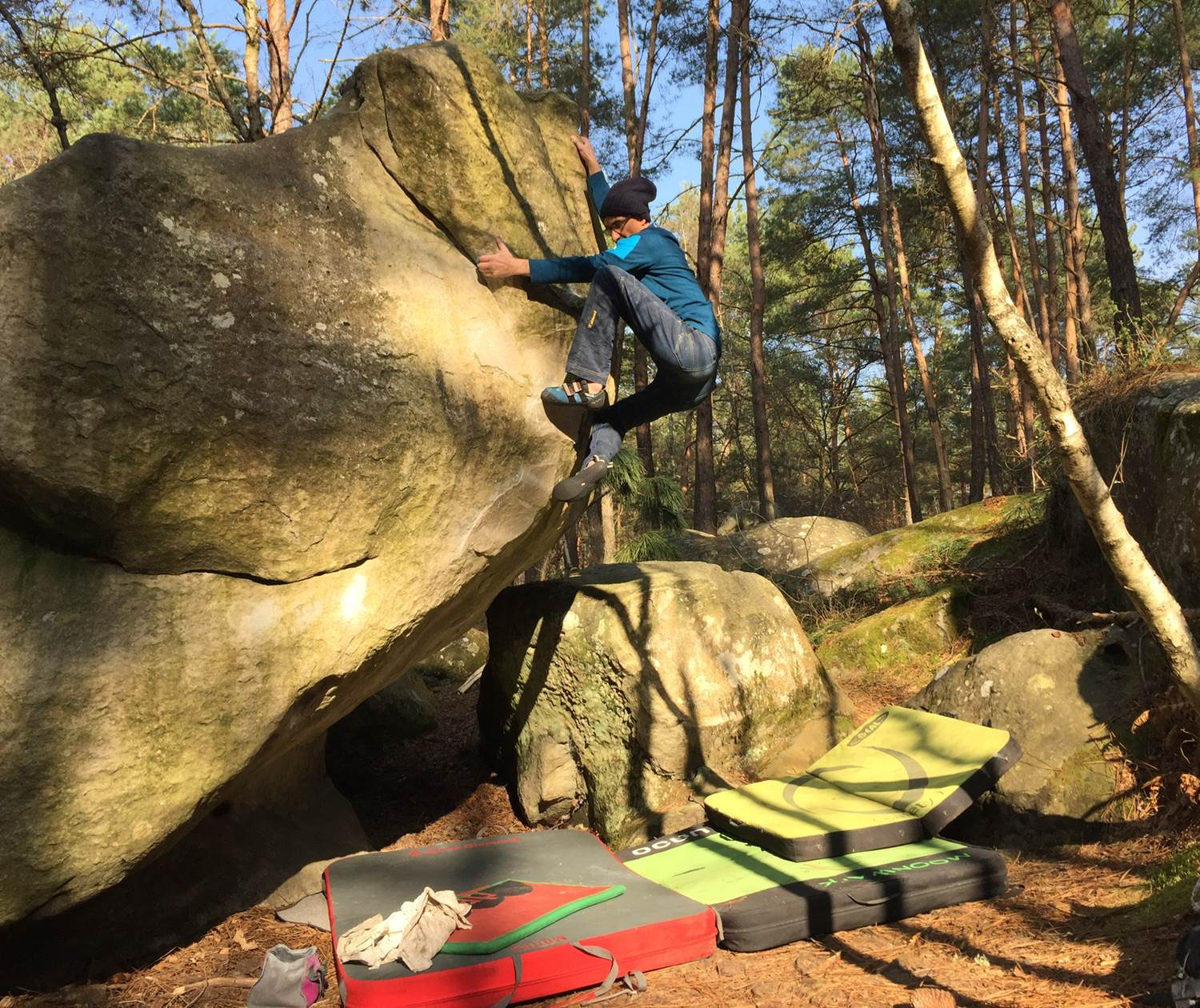 Escalade en hiver à Franchard Haute Plaine