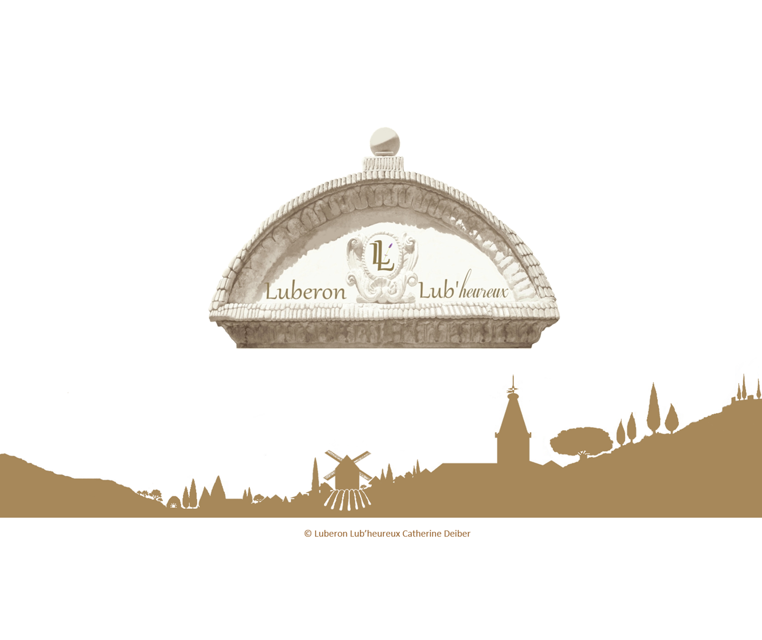 Silhouette du village de Saint-Saturnin les Apt et logo Luberon Lub'heureux (c) Catherine Deiber