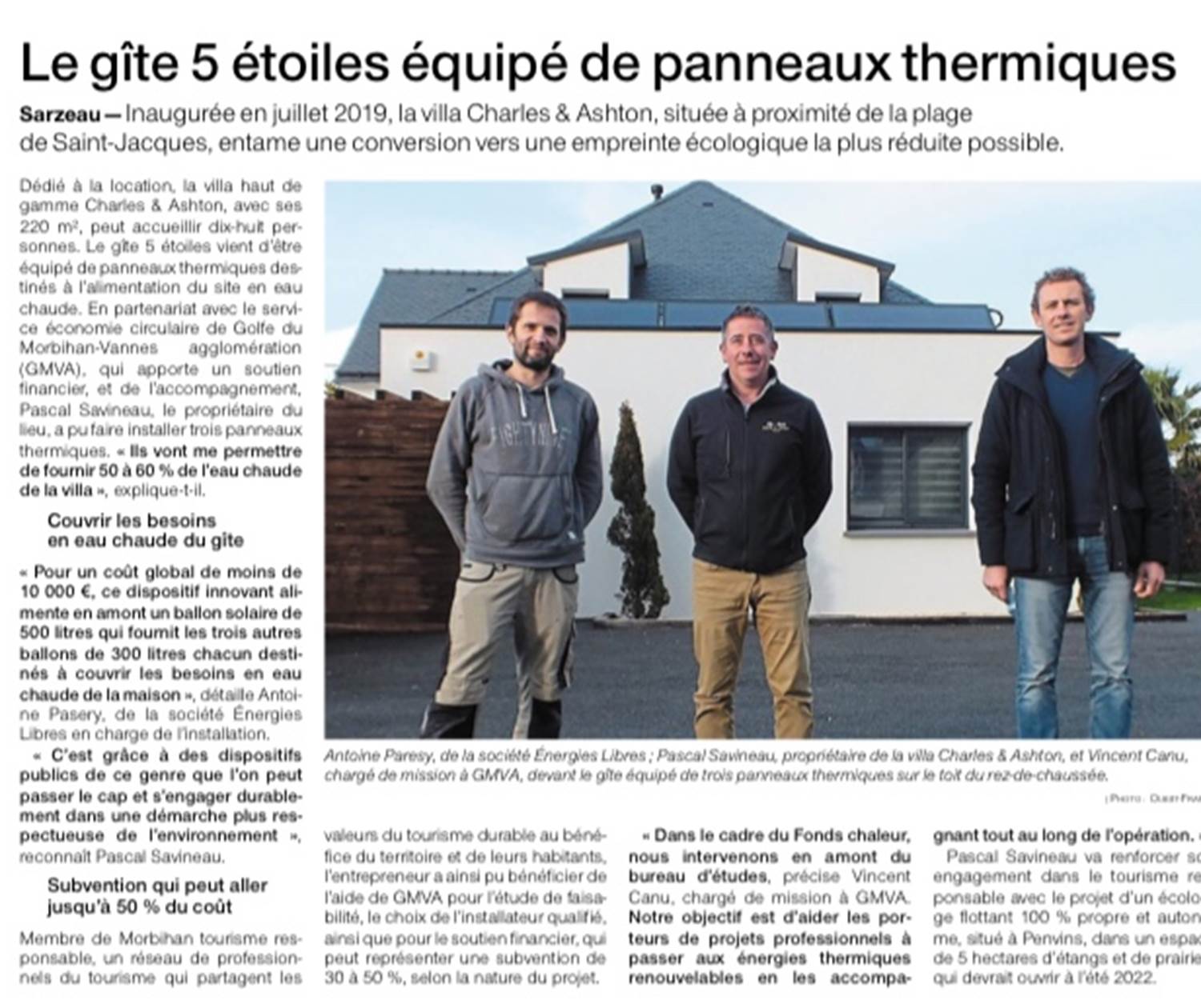 parution Ouest-France panneaux thermiques