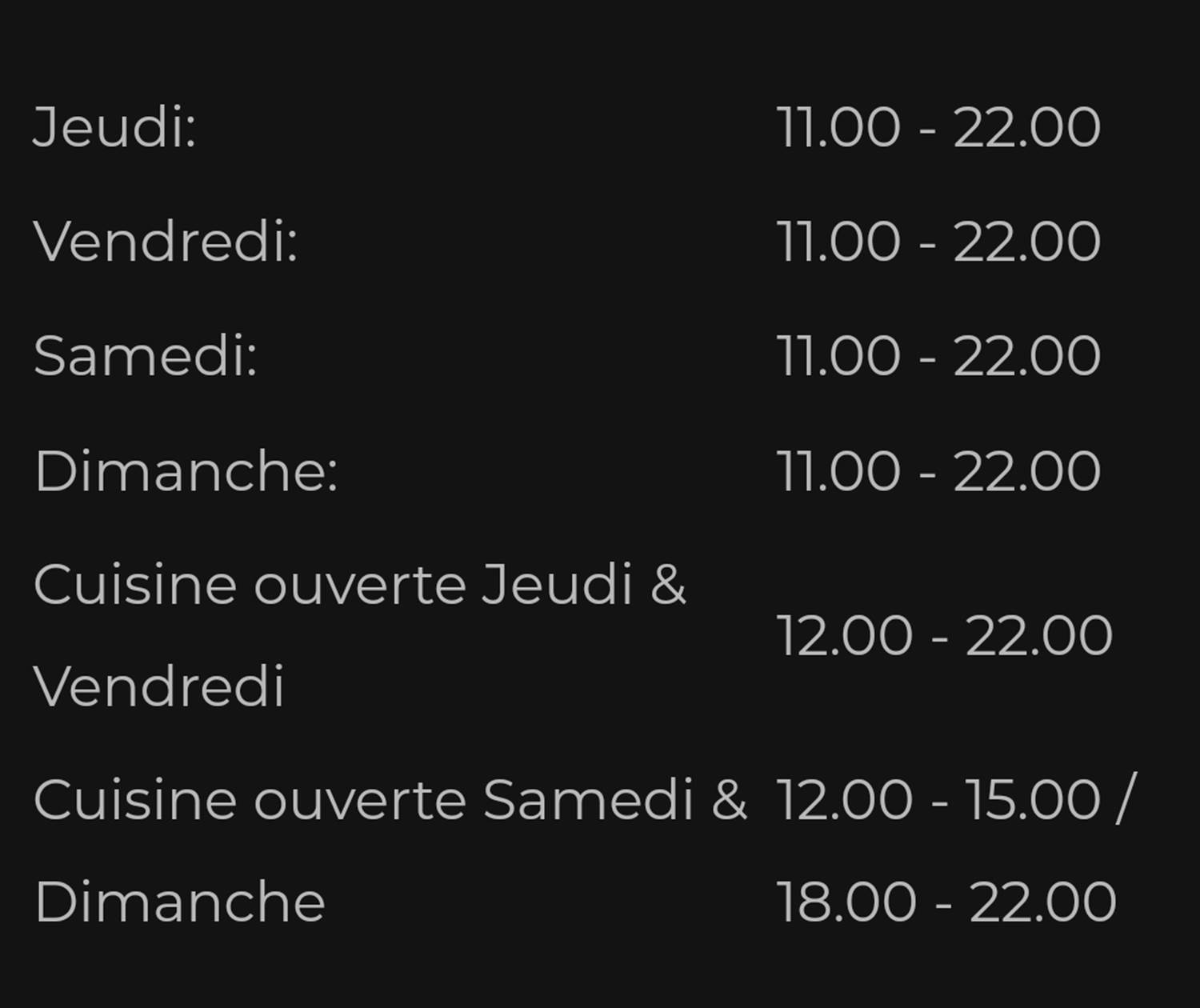 Horaires