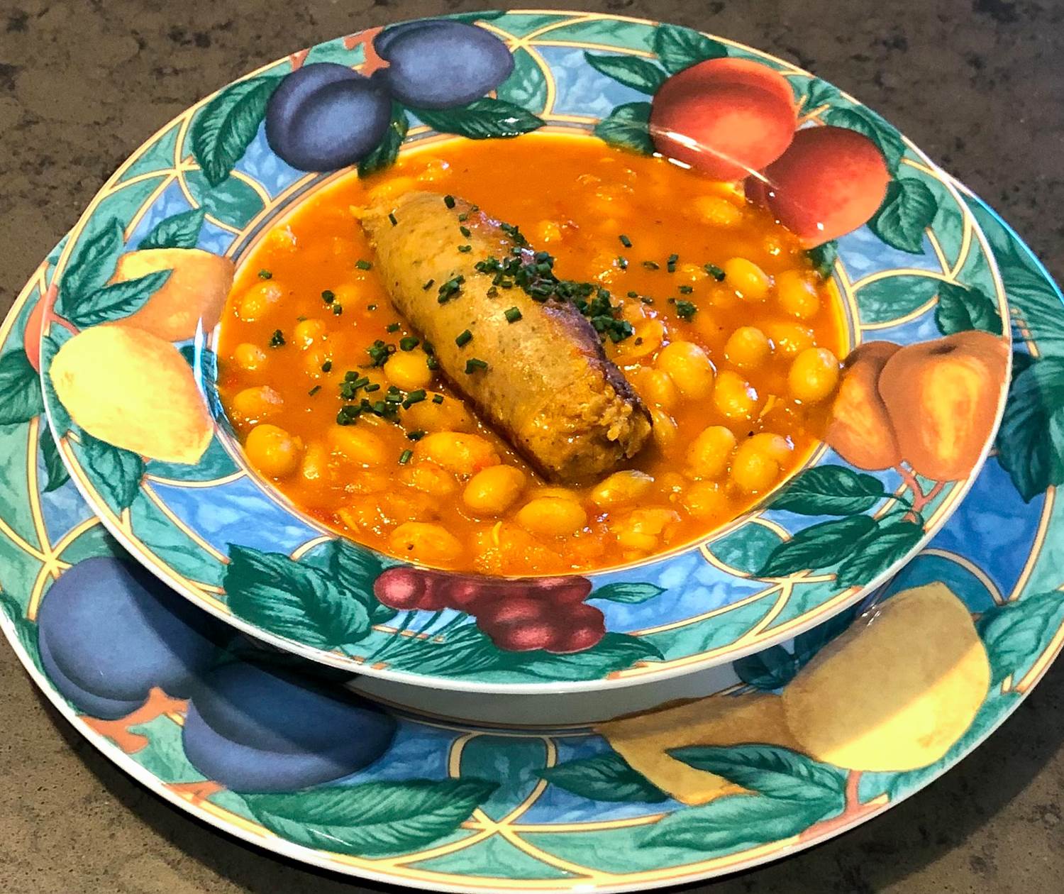 saucisse de canard sur lit de cocos paimpolais