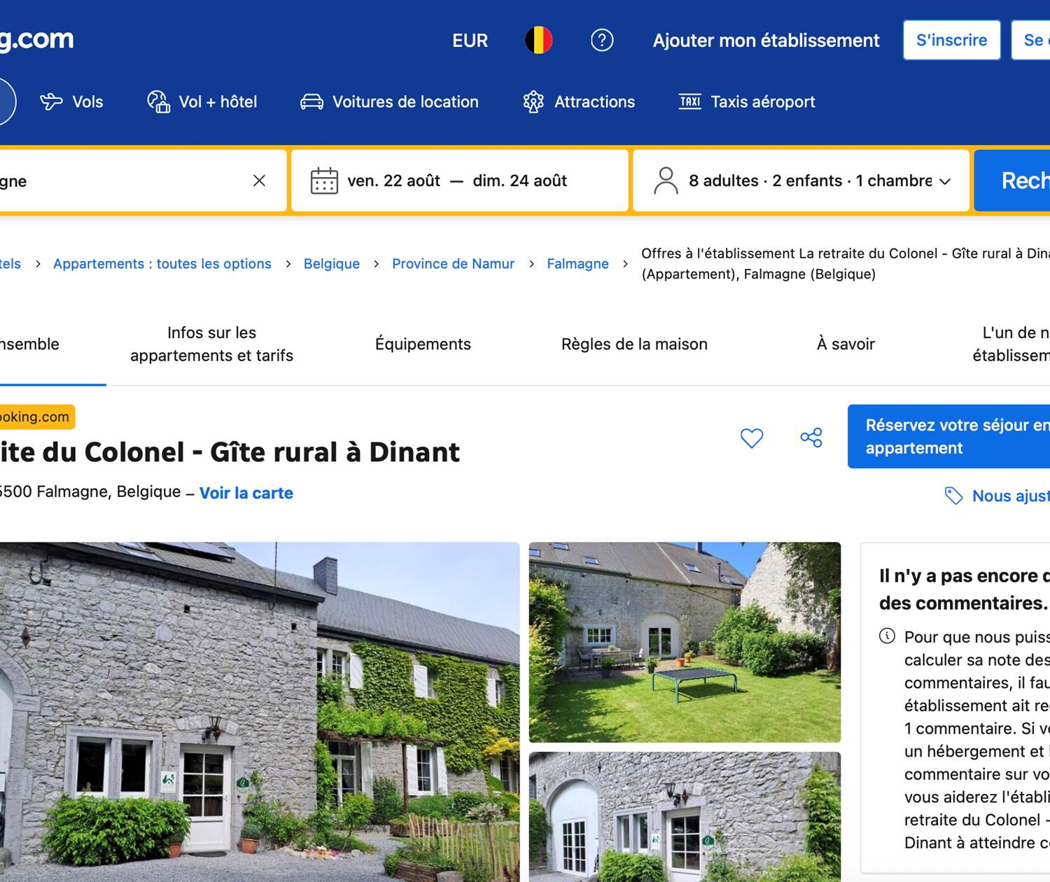 Réserver le gîte sur Booking.com
