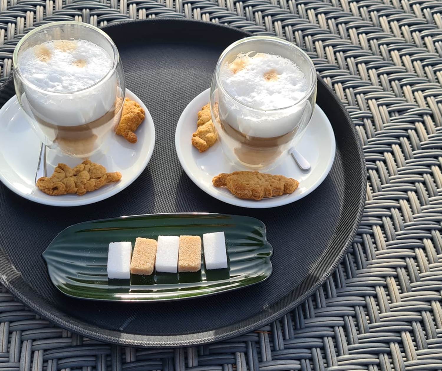 Cafés latte et des biscuits Canistrelli au Domaine Cardu