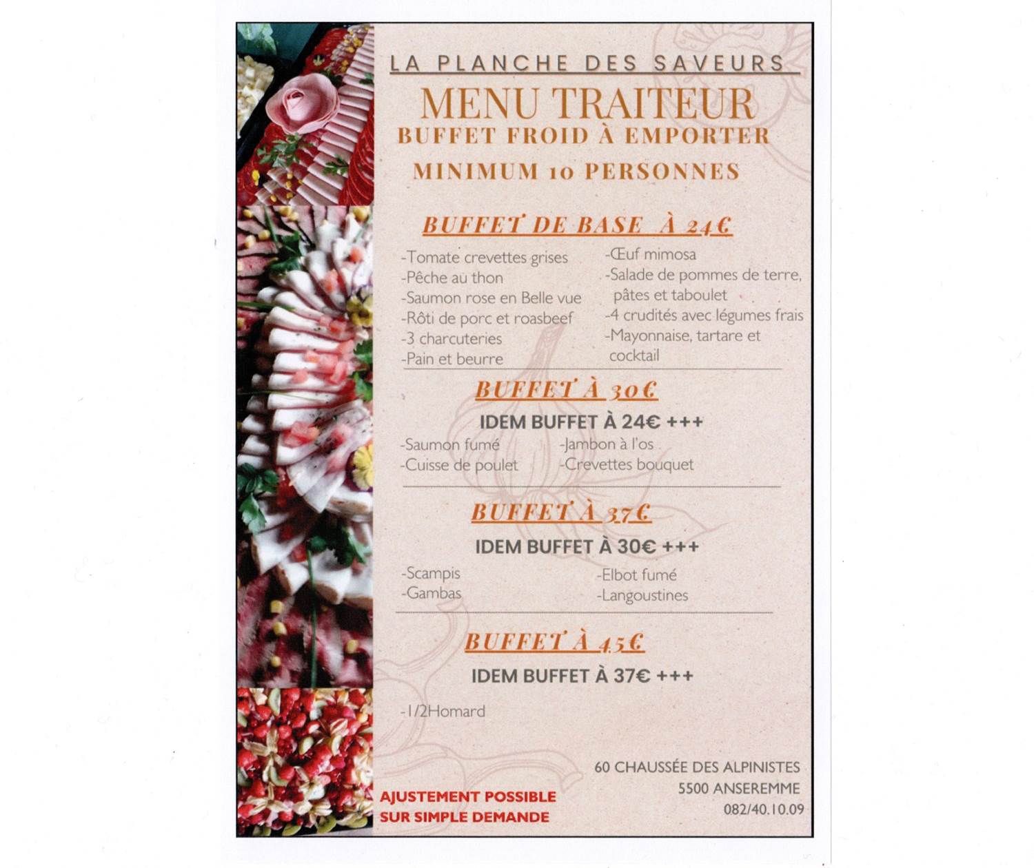 Menu traiteur de La planche des saveurs