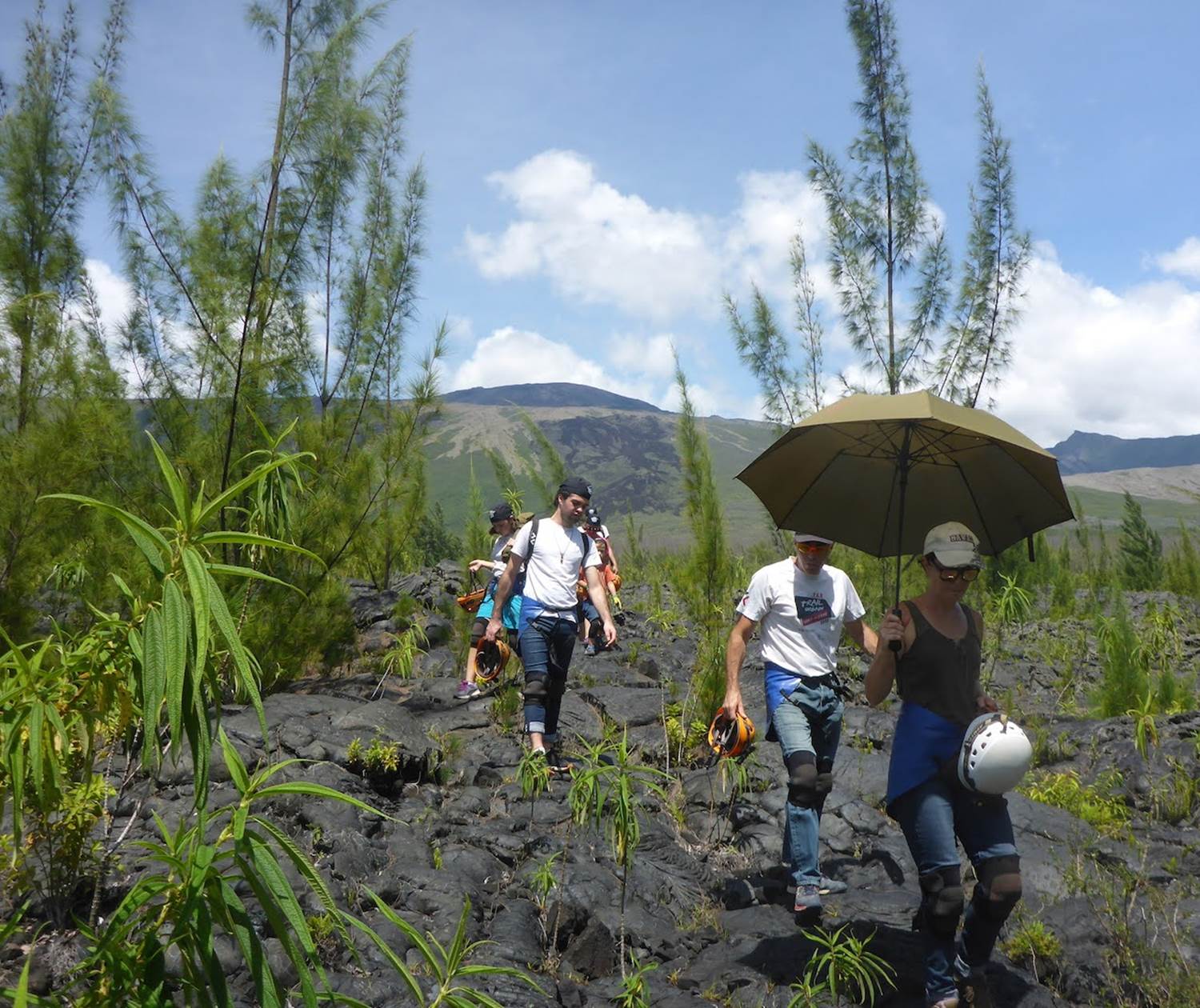sur les coulées de lave