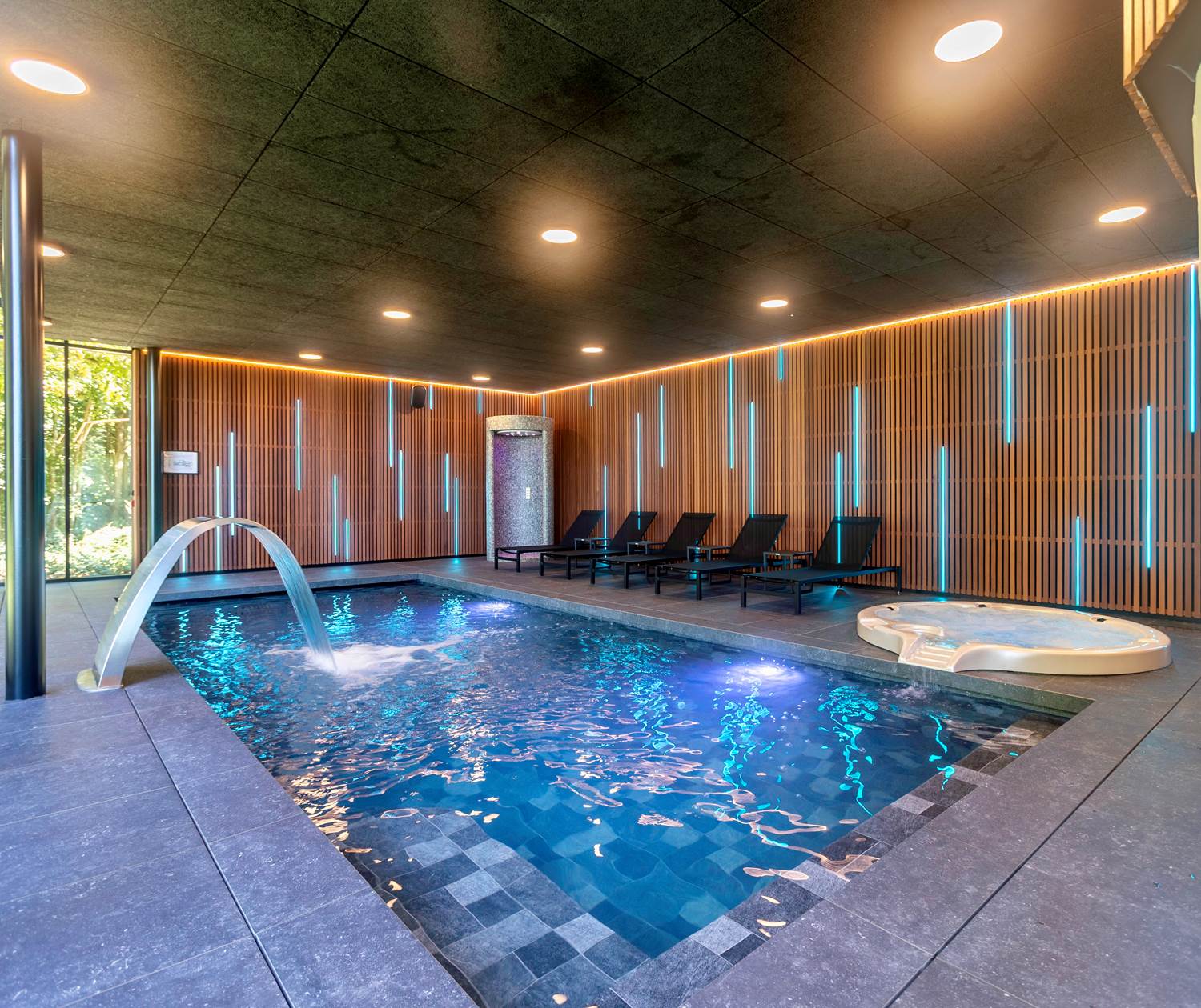 Swimming pool and jacuzzi