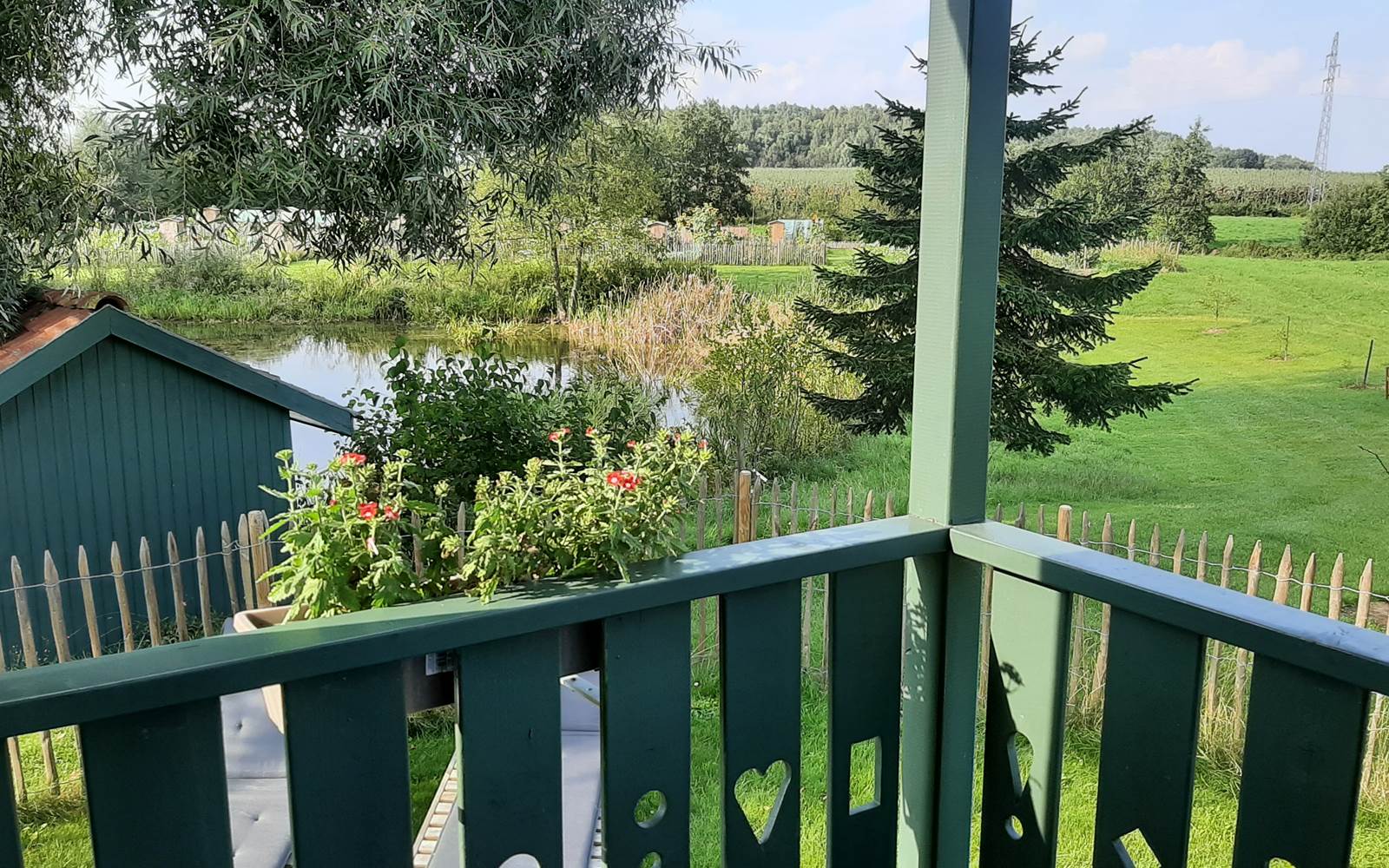 Roulotte: vue de la terrasse