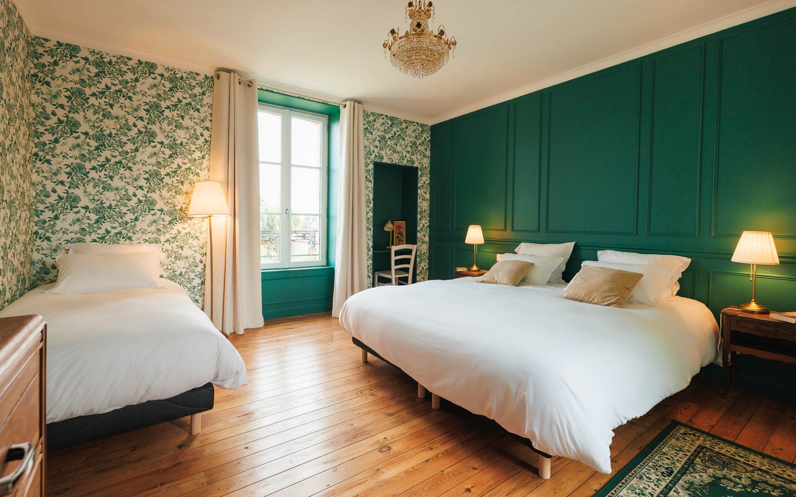 Chambre verte gite de charme Le Quatre Feuilles proche Puy du Fou