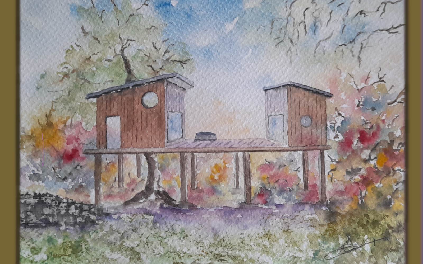 Aquarelle Ma Cabane des Rails