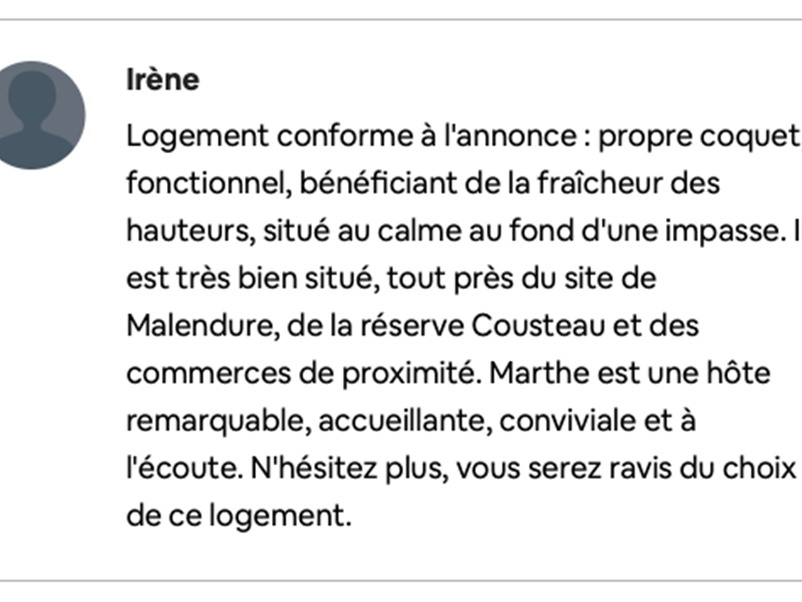Commentaire Airbnb