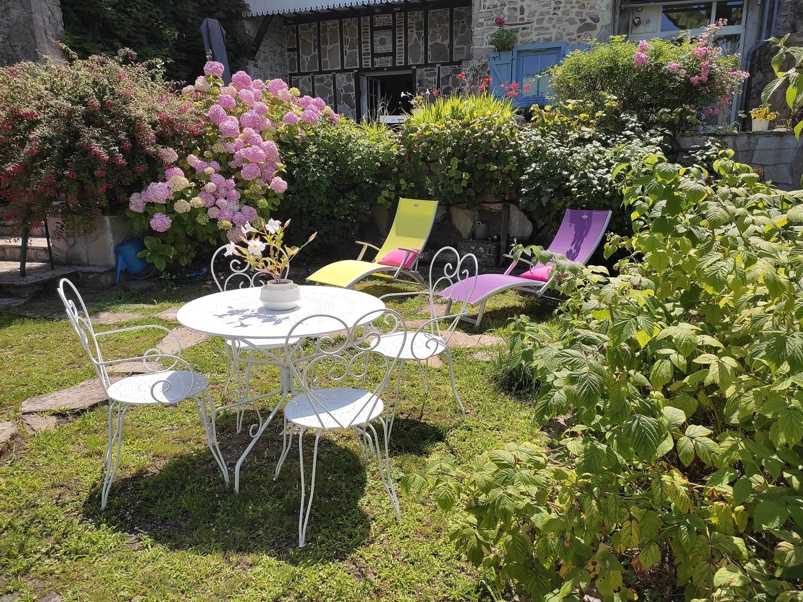 Se détendre et échanger autour d'un verre dans l'environnement verdoyant des Pyrénées Béarnaises