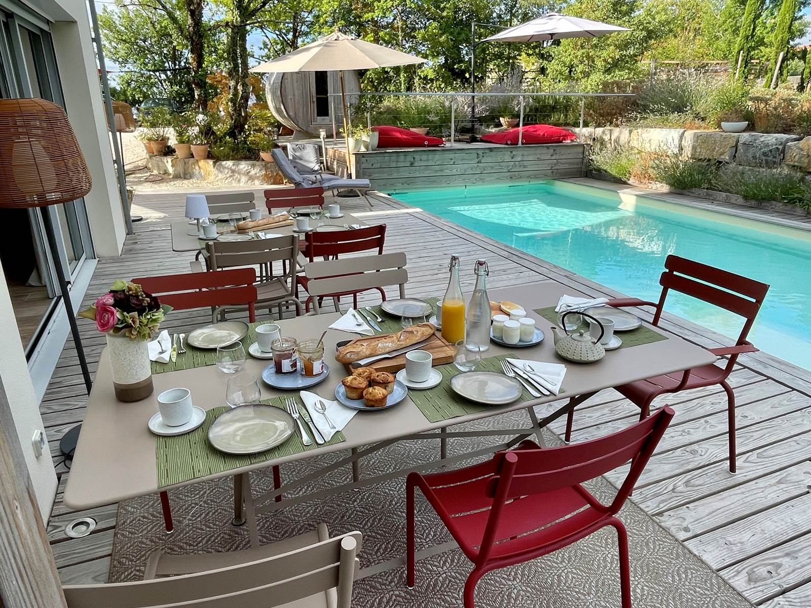 Petit déjeuner sur la terrasse