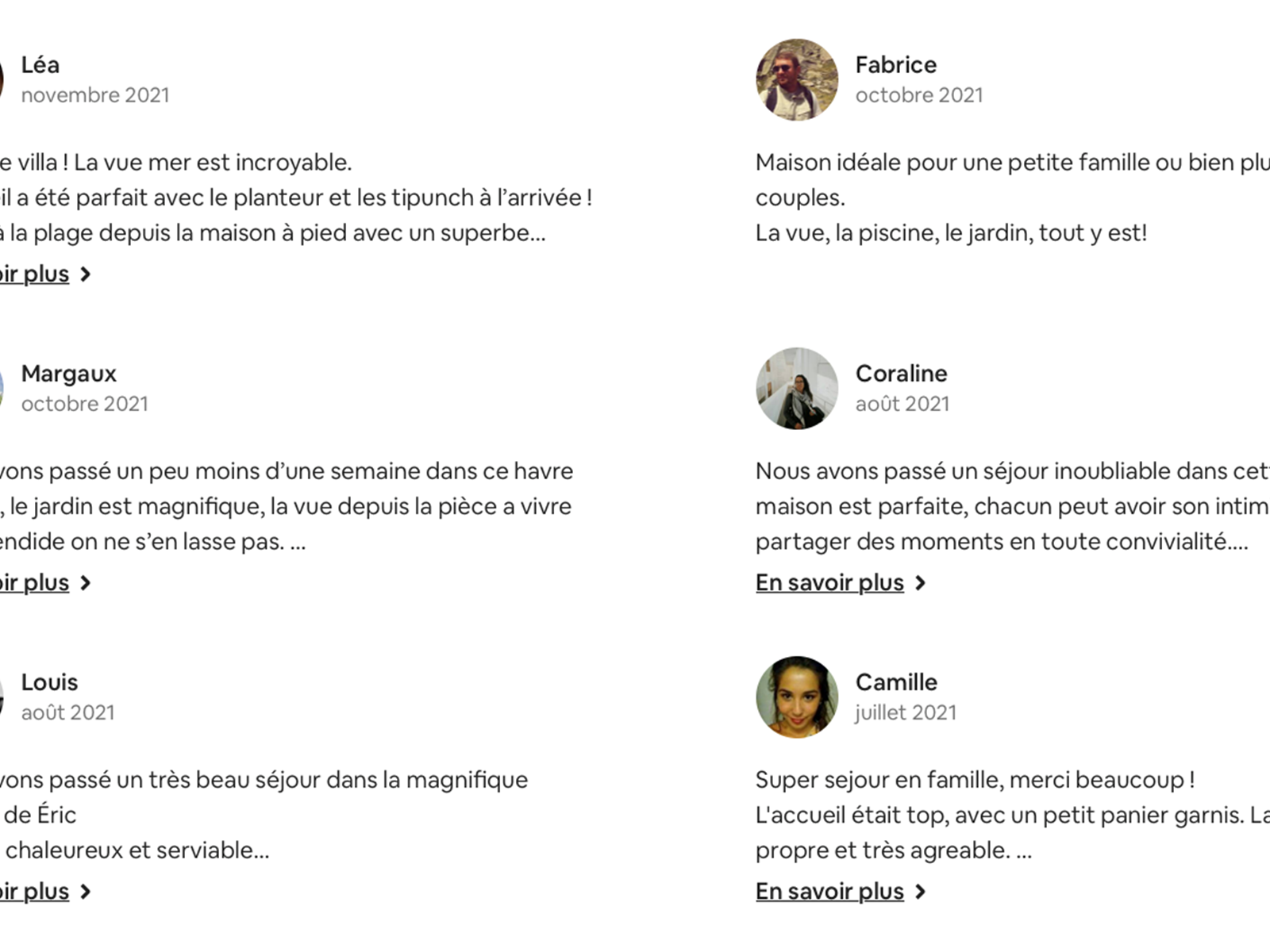 Commentaires clients via Airbnb