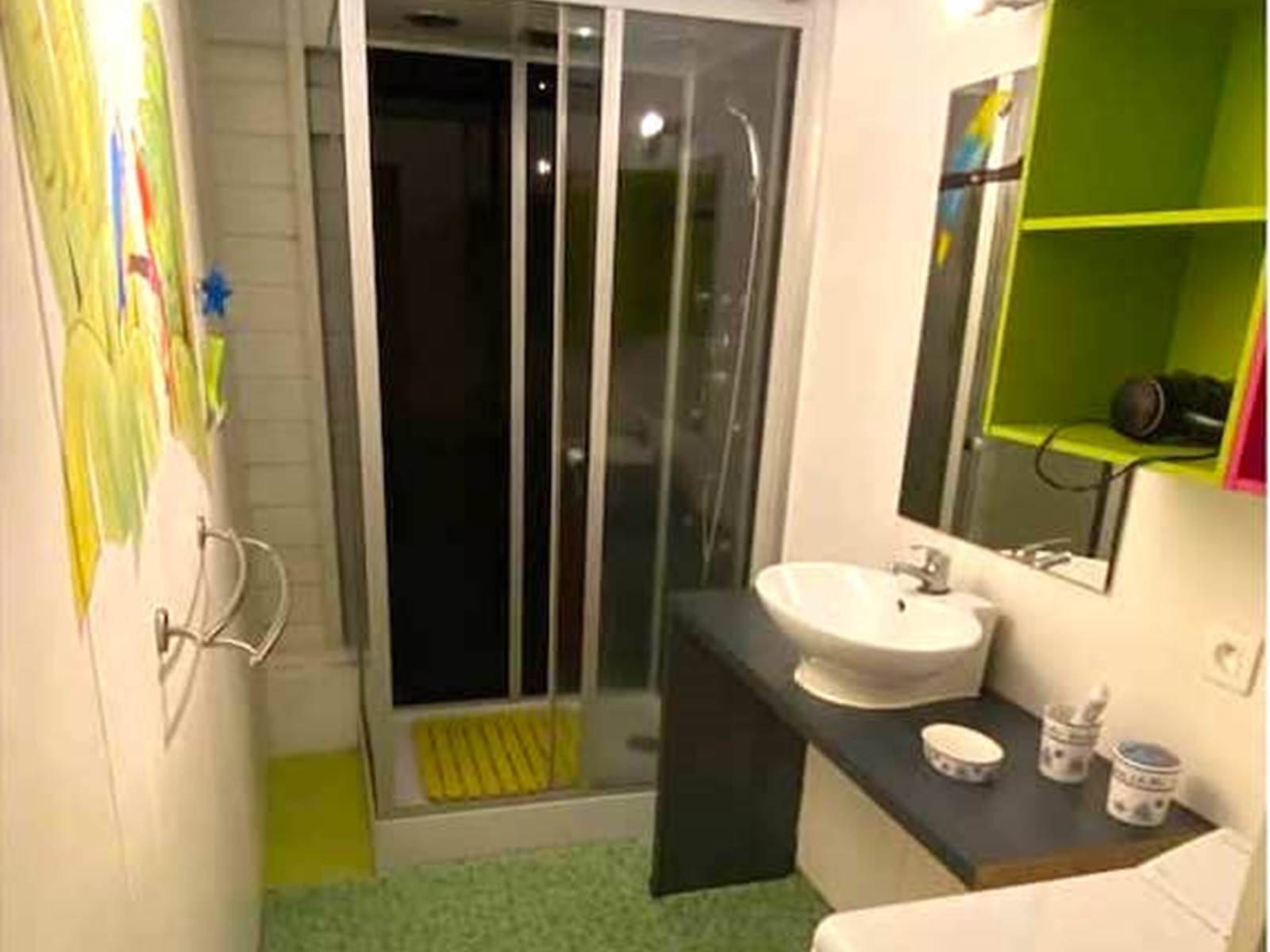 Salle de bain avec douche - WC séparés - machine à laver