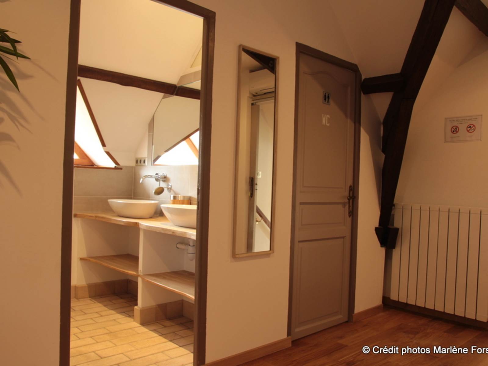 Salle d'eau avec douche à l'italienne + WC séparé à l'étage à partager avec la chambre Amaranthe
