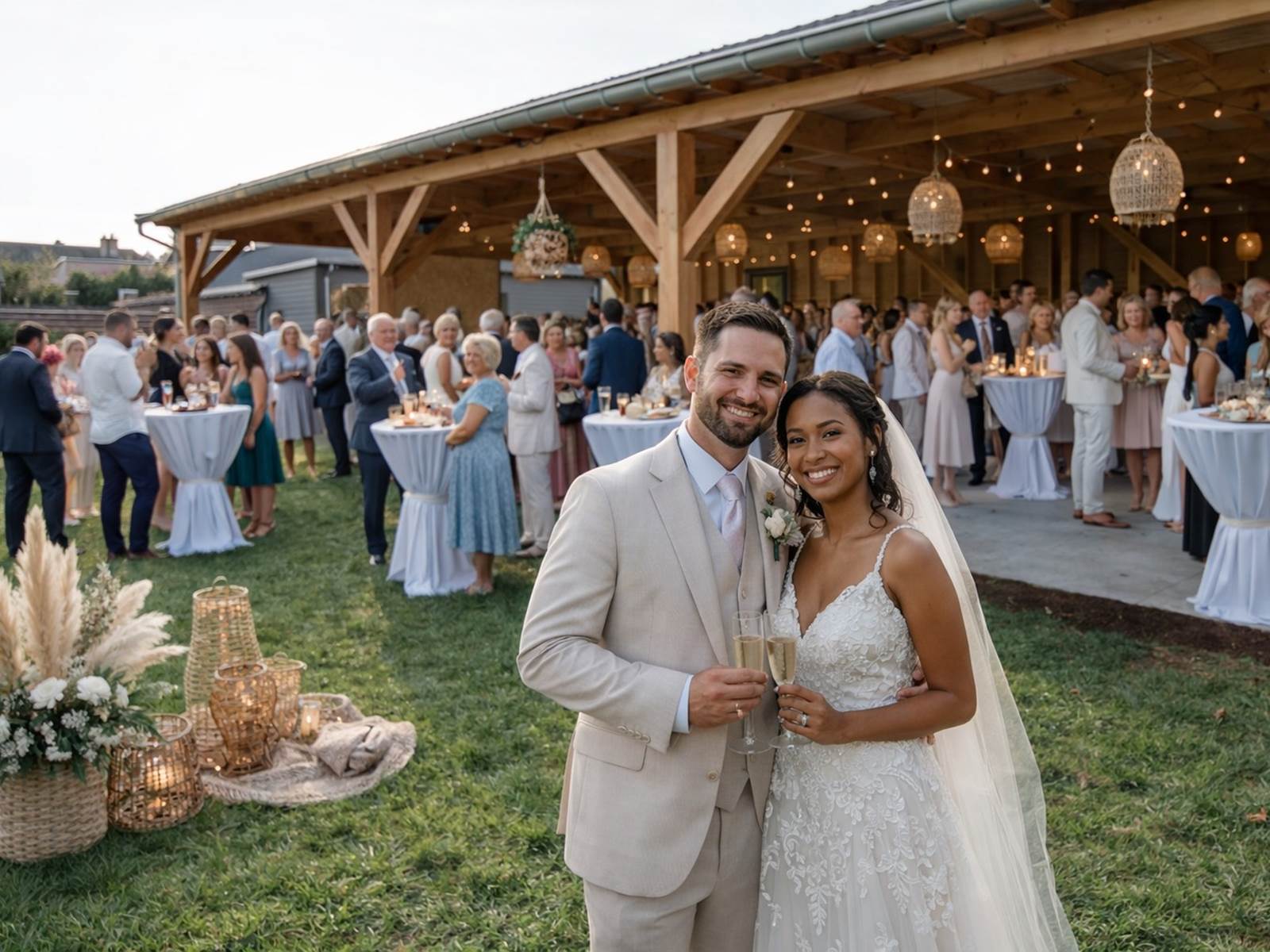 Réception de mariage sous le preau bois