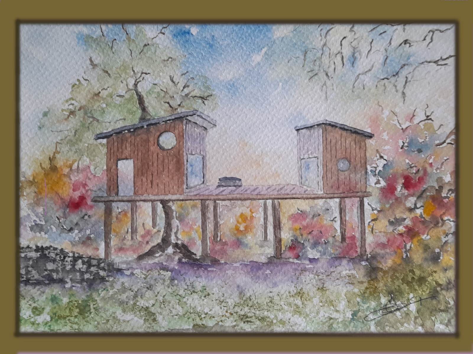 Aquarelle Ma Cabane des Rails