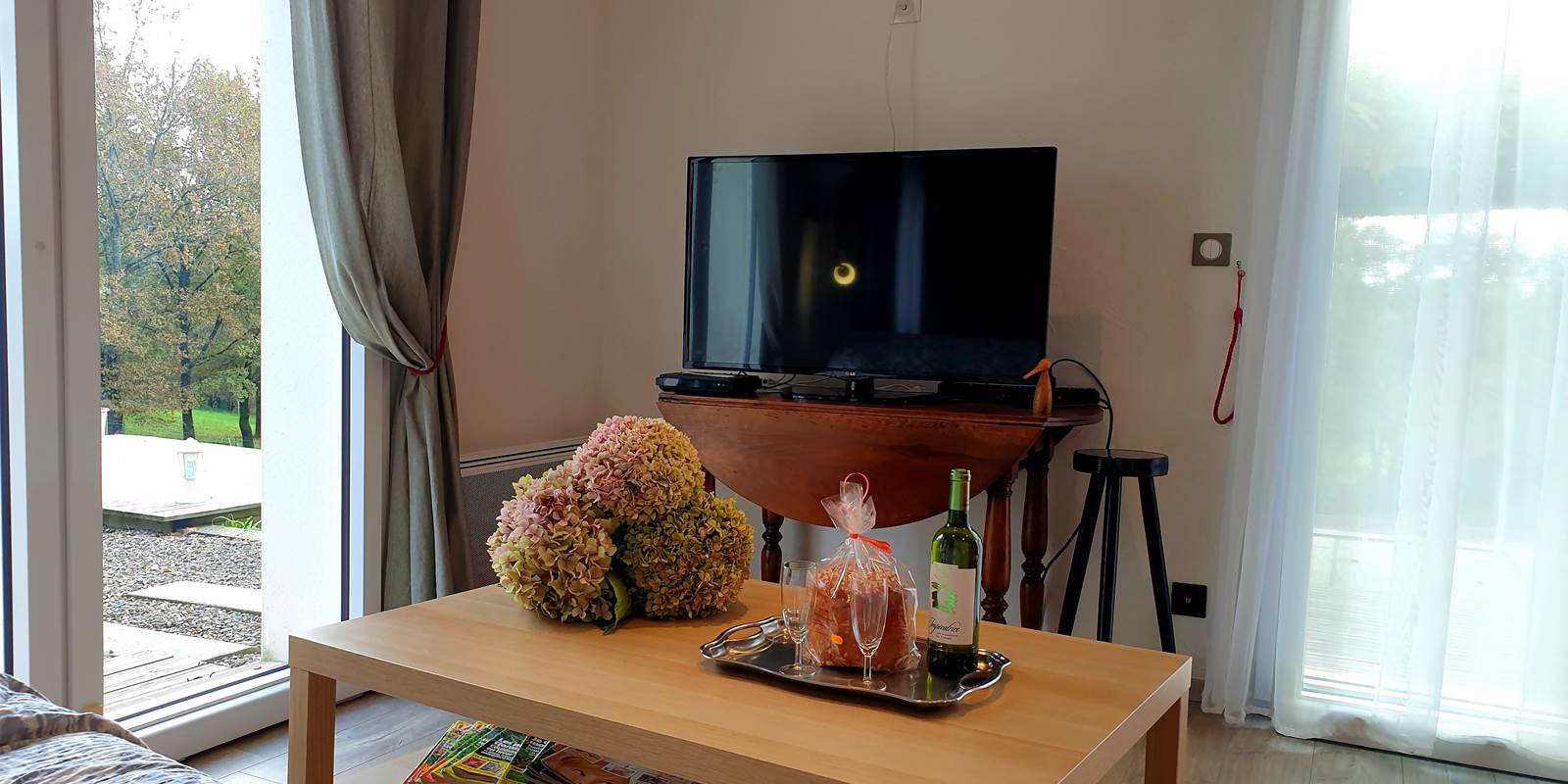 Salon Tv et baies vitrées