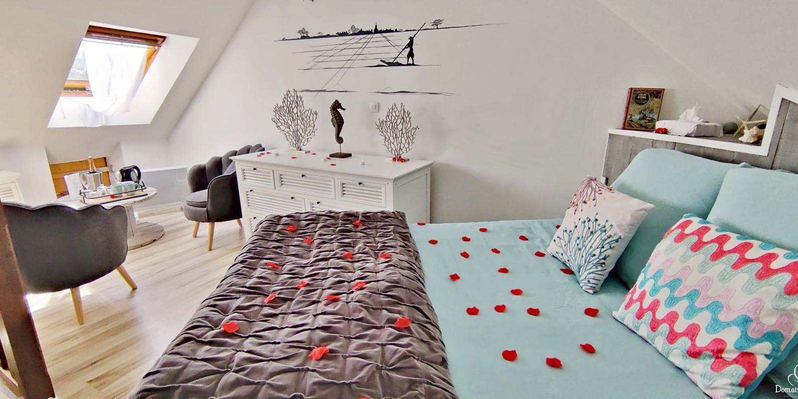 Domaine de Ke´rizel -Morbihan-Chambre la fleur de sel-Lit et salon