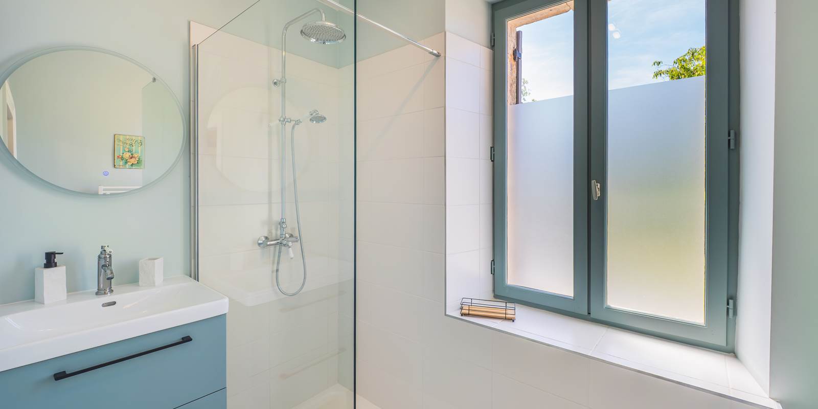 Sky blue bathroom