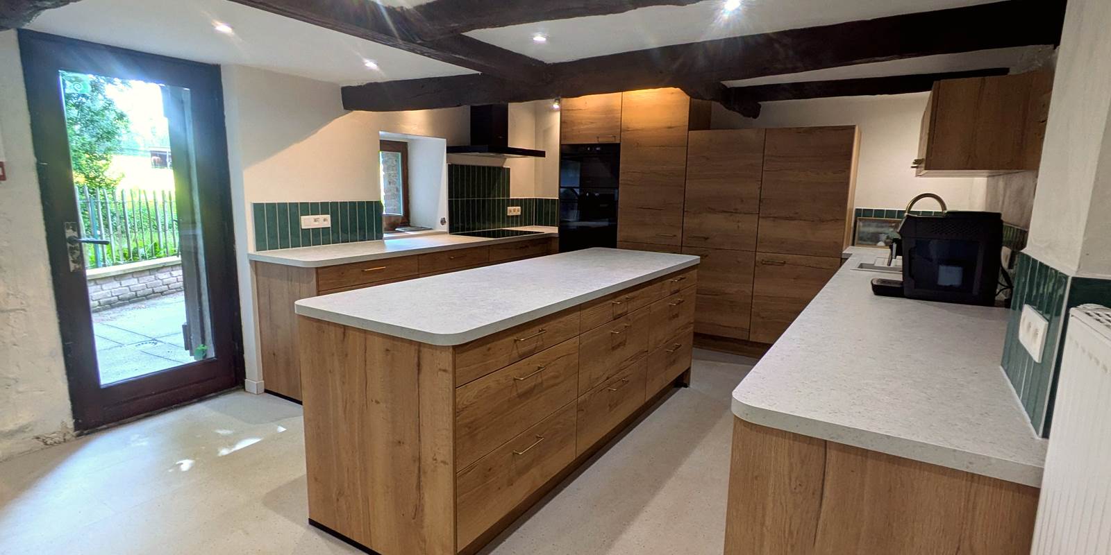 Modern kitchen with two refrigerators designed for large family gatherings