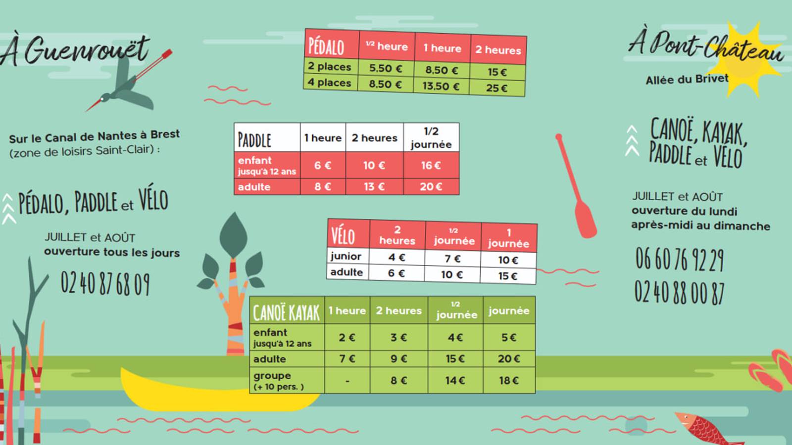Location de canoë, kayak, paddle et vélo