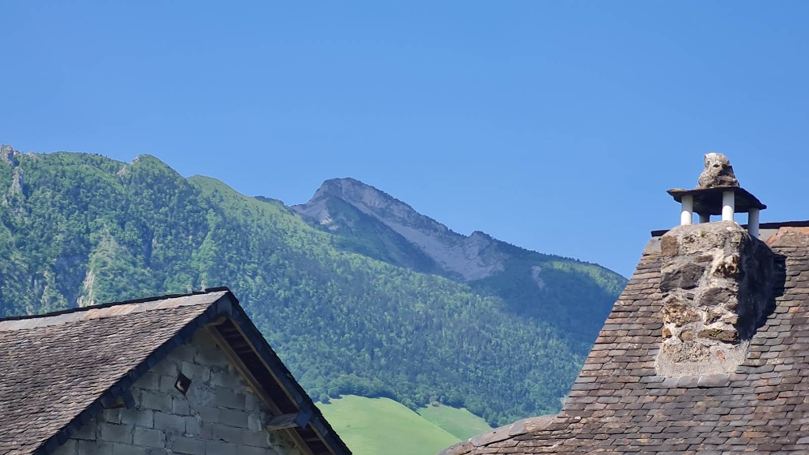 vue depuis la terrasse (avec parapente)