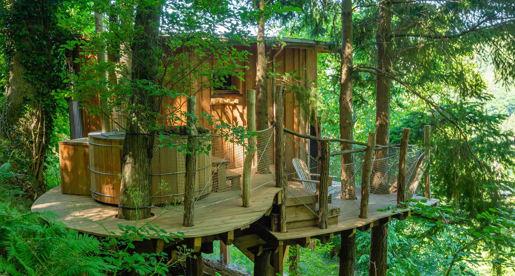 Cabane en bois dans les arbres