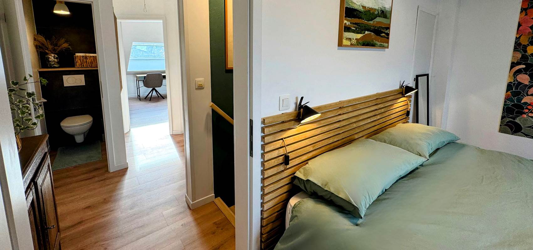 Chambre 2 + couloir avec WC séparé et Salle de bain