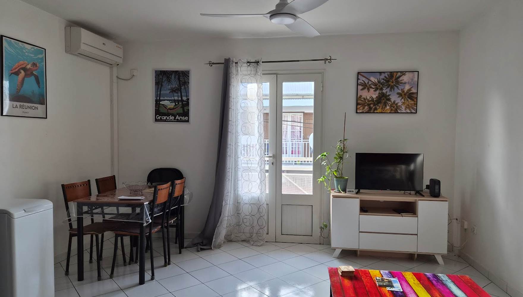séjour, climatiseur, ventilateur plafond