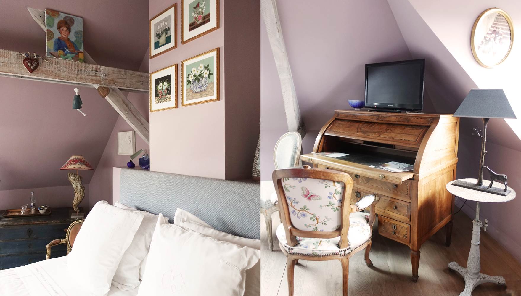 coin-bureau-oeuvres-art-chambre-mansardee-sejour-honfleur-calvados