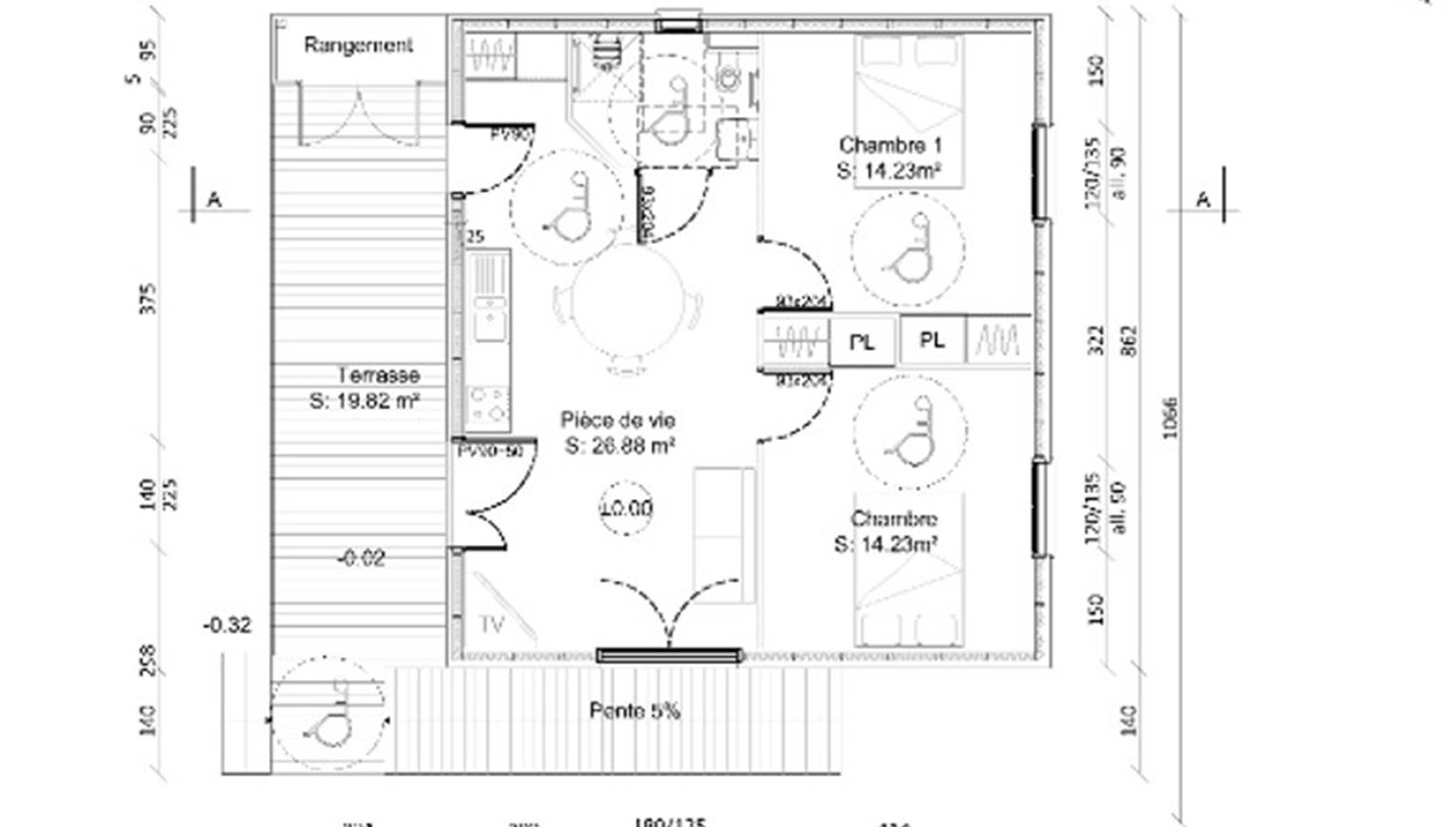 Plan intérieur Maison bois