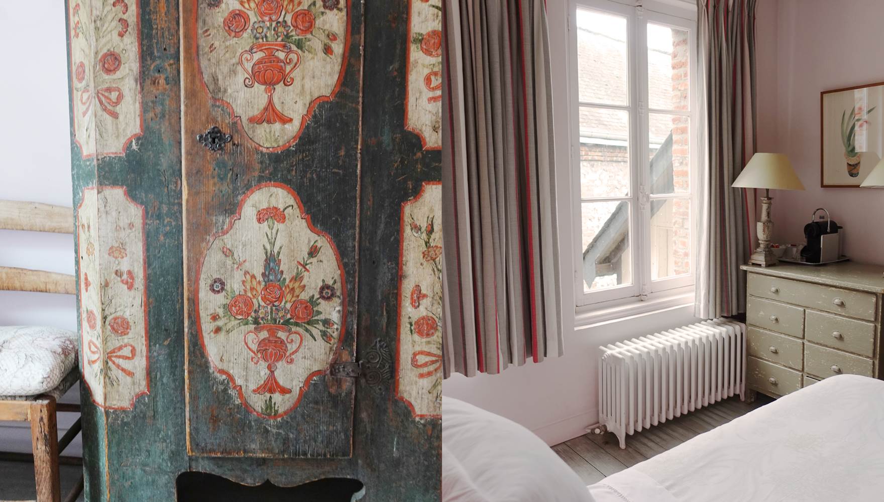 Détail de l'armoire / Chambre lumineuse grâce à ses 3 fenêtres