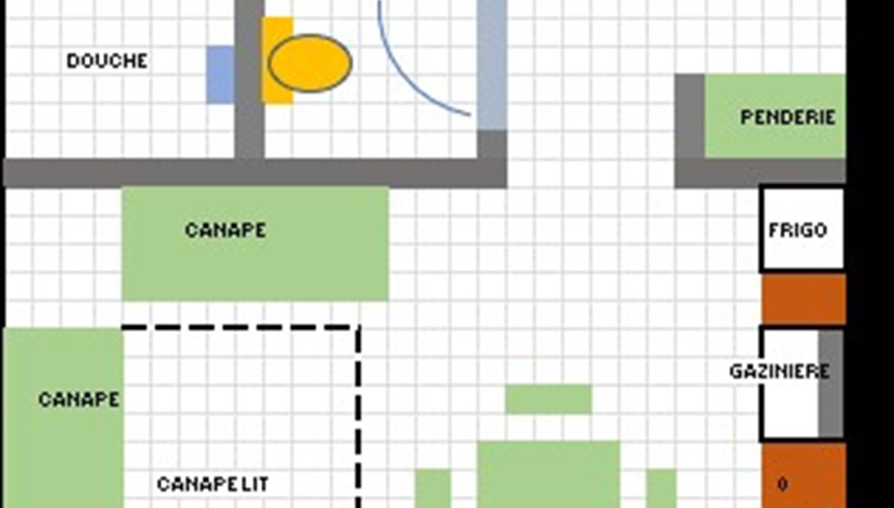 plan gîte 50m² + terrasse 20m²