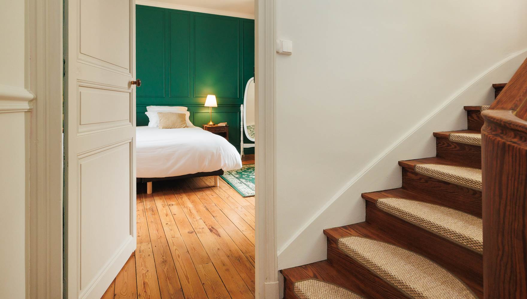 Vue chambre verte du palier gite de charme Le Quatre Feuilles proche Puy du Fou