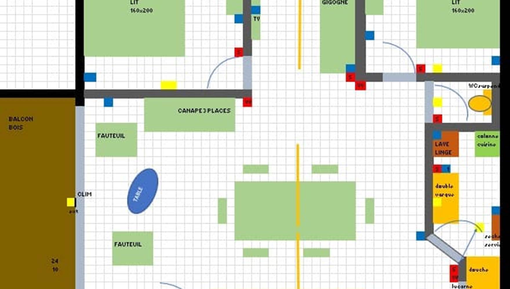 Plan gîte 60m² + terrasse 30m²