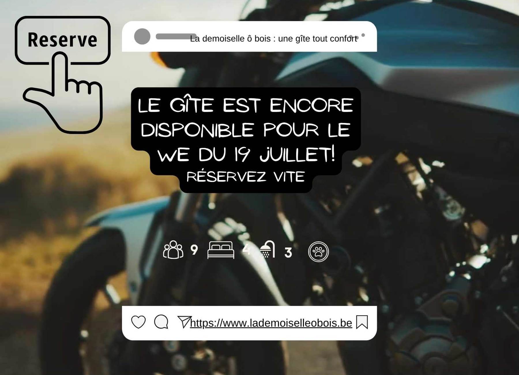 Réservez votre séjour à la Demoiselle ô bois