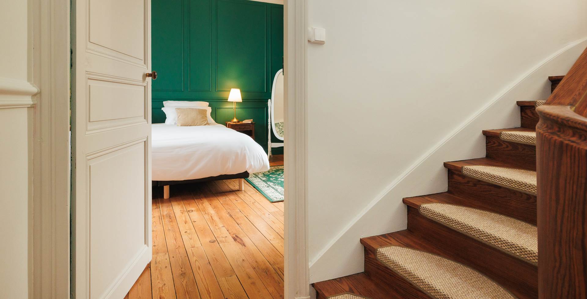 Vue chambre verte du palier gite de charme Le Quatre Feuilles proche Puy du Fou