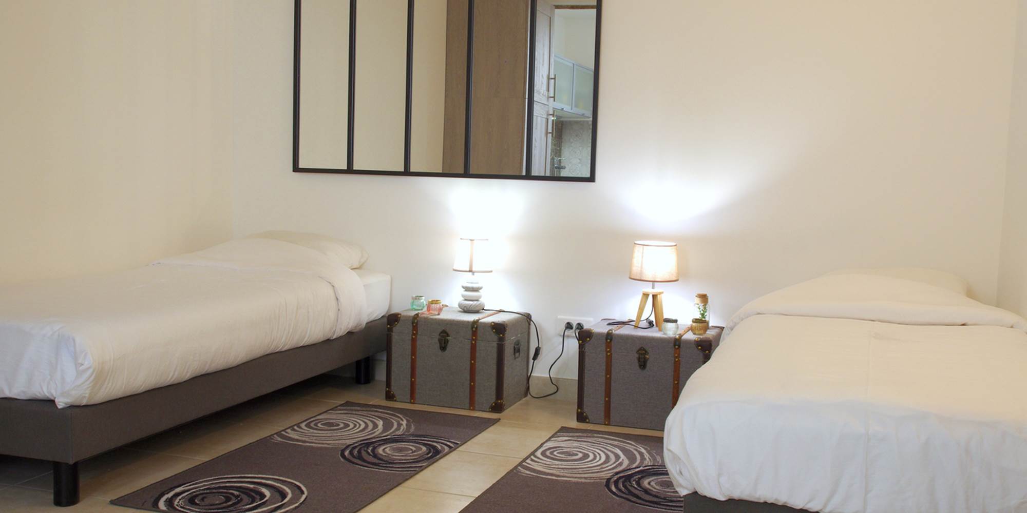 Couchage en mode 2 lits simples sur demande