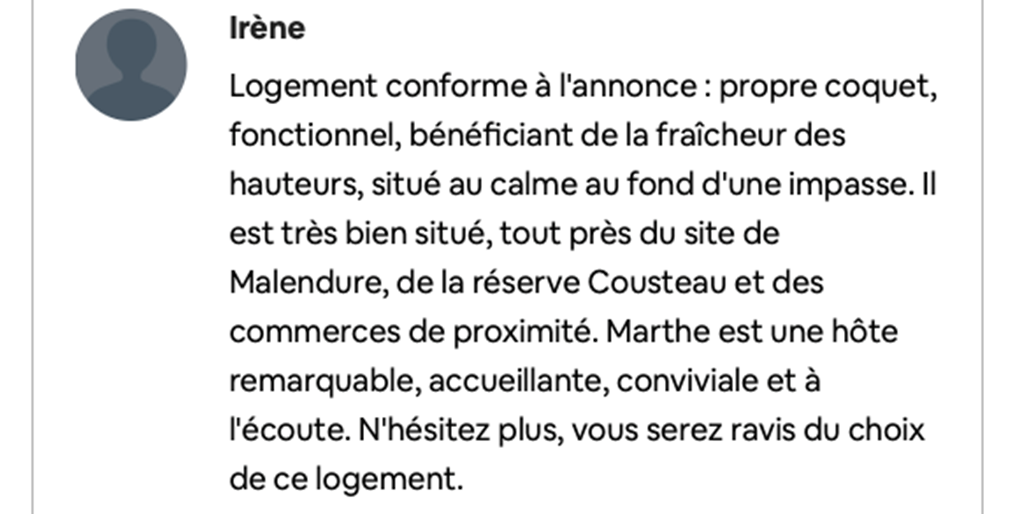 Commentaire Airbnb