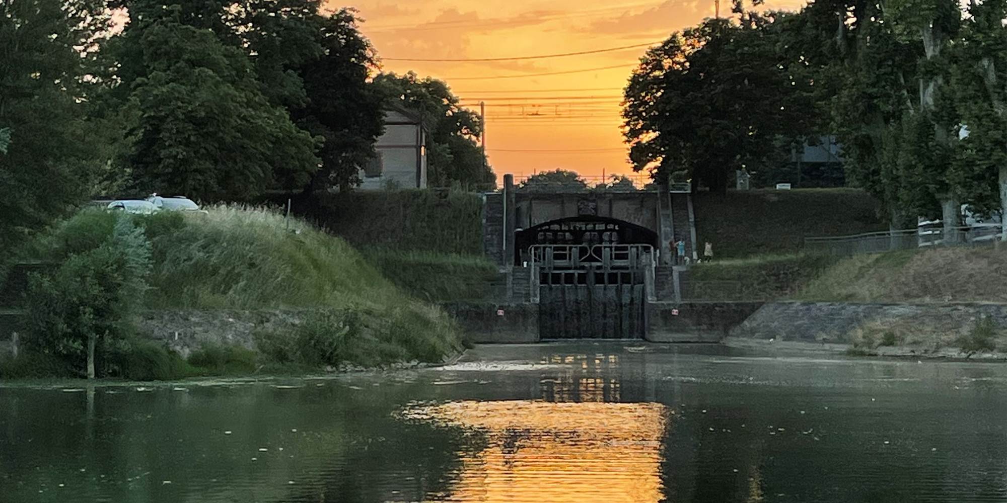 Coucher de soleil sur l'écluse du Tarn